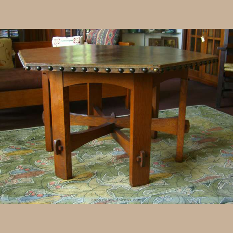 Gustav Stickley Leather Top Table Dalton's American Decorative Arts